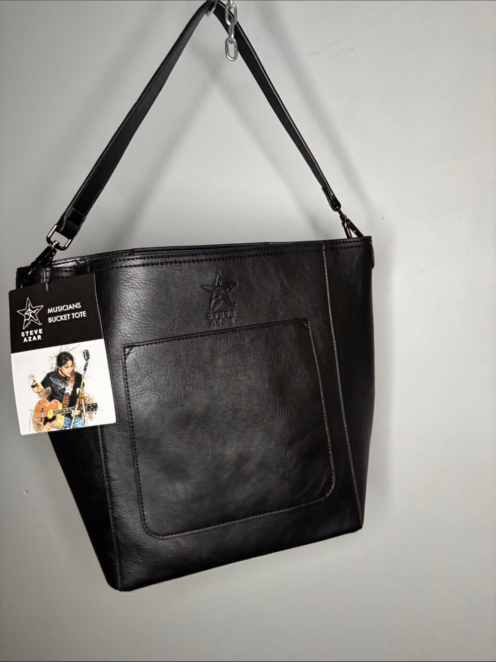 Steve Azar Musician Bucket Tote Black Leather Gorgeous Bag - Picture 2 of 8